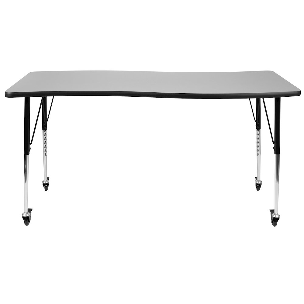 Mobile 26"W x 60"L Rectangle Grey Activity Table - Standard Height Adjust Legs. Picture 7