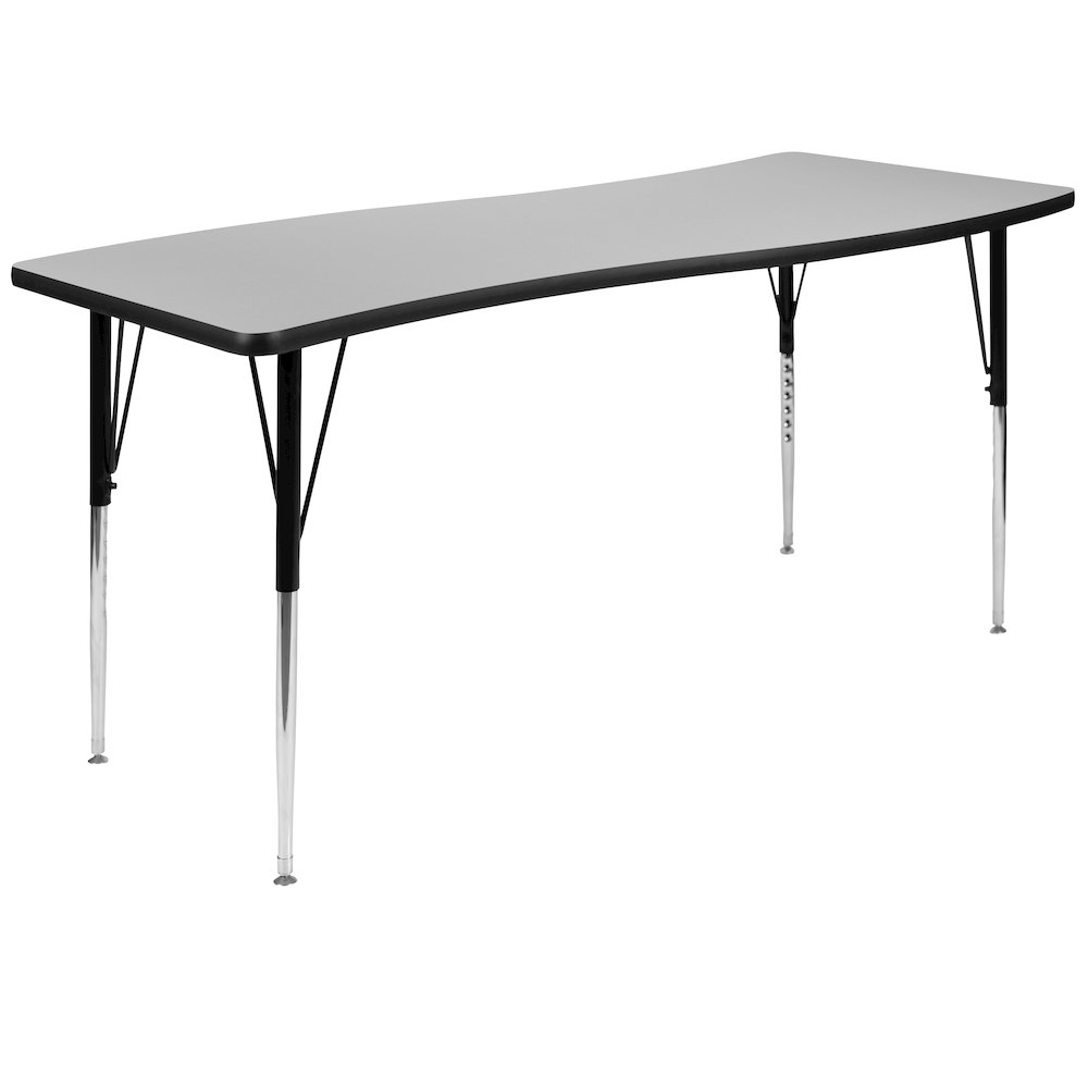 26"W x 60"L Rectangle Grey Thermal Activity Table - Standard Height Adjust Legs. Picture 1