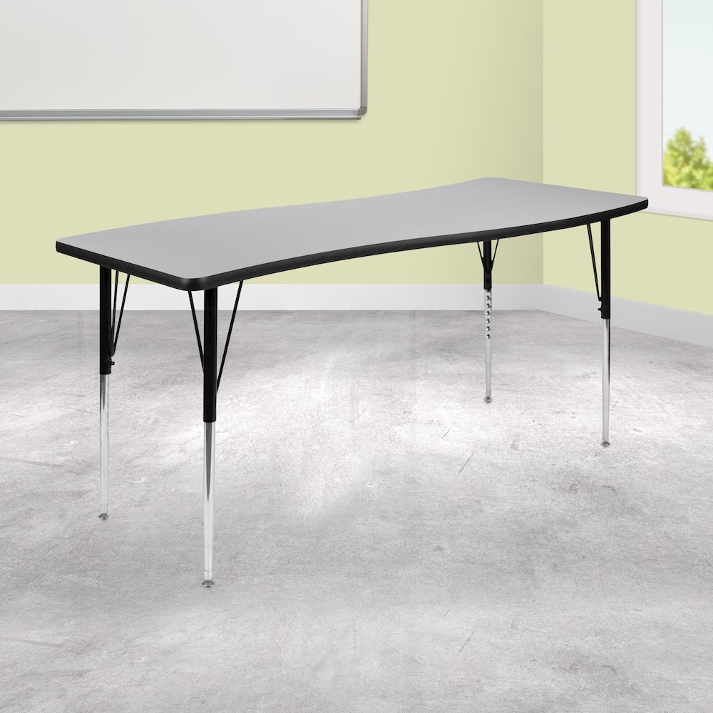 26"W x 60"L Rectangle Grey Thermal Activity Table - Standard Height Adjust Legs. Picture 2