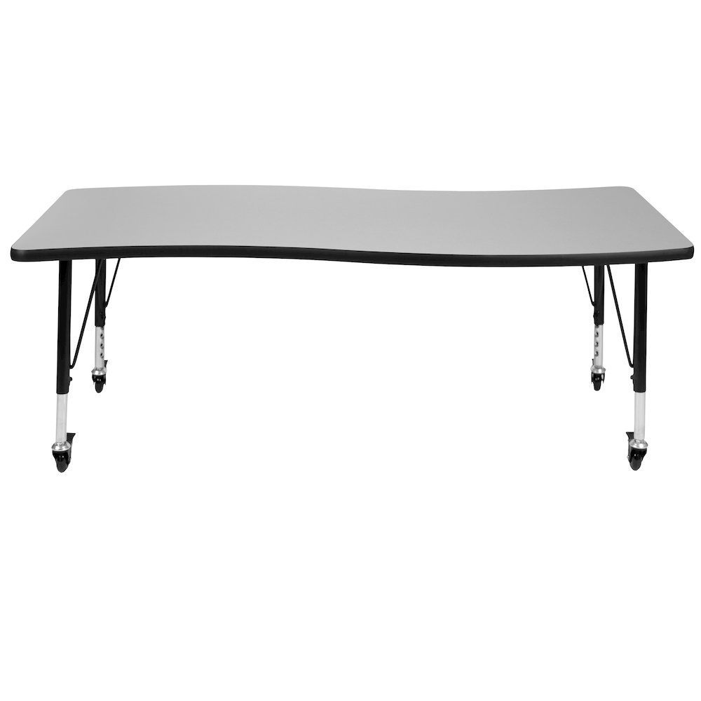 Mobile 26"W x 60"L Rectangle Grey Activity Table - Height Adjust Short Legs. Picture 7