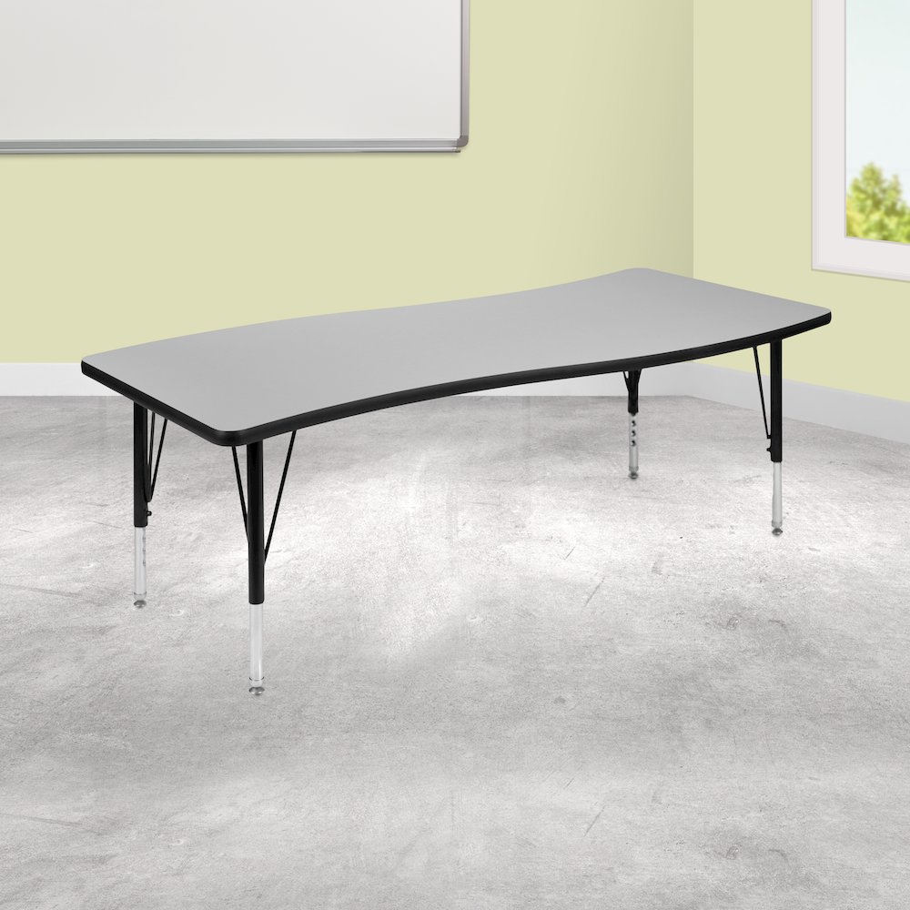 26"W x 60"L Wave Collaborative Grey Thermal Activity Table - Height Short Legs. Picture 2