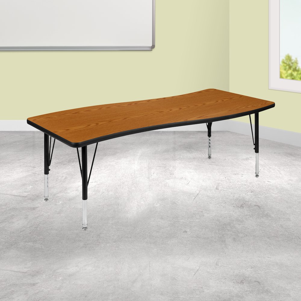 26"W x 60"L Wave Collaborative Oak Thermal Activity Table - Height Short Legs. Picture 2
