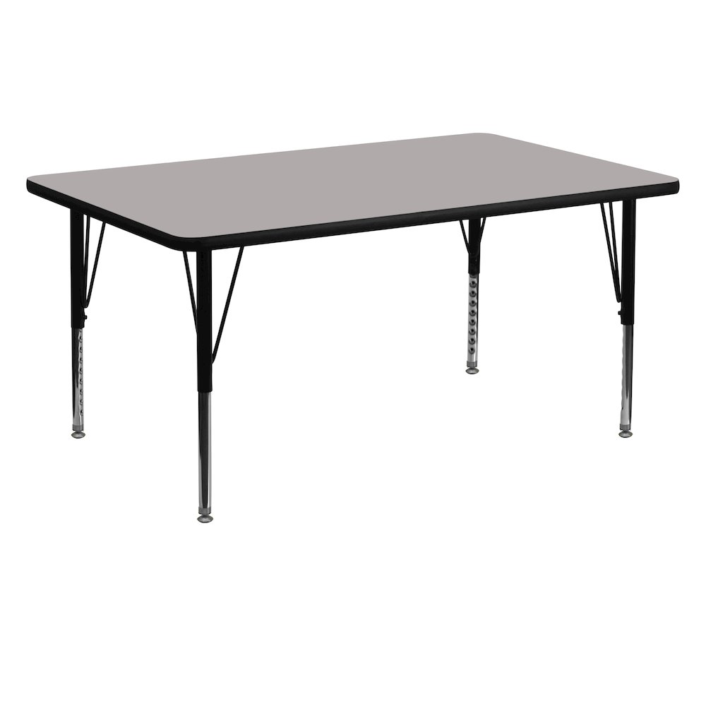 30''W x 60''L Rectangular Grey HP Laminate Activity Table - Height Adjustable Short Legs. Picture 1