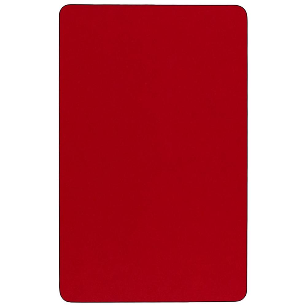Mobile 30''W x 60''L Rectangular Red Thermal Laminate Activity Table - Standard Height Adjustable Legs. Picture 2