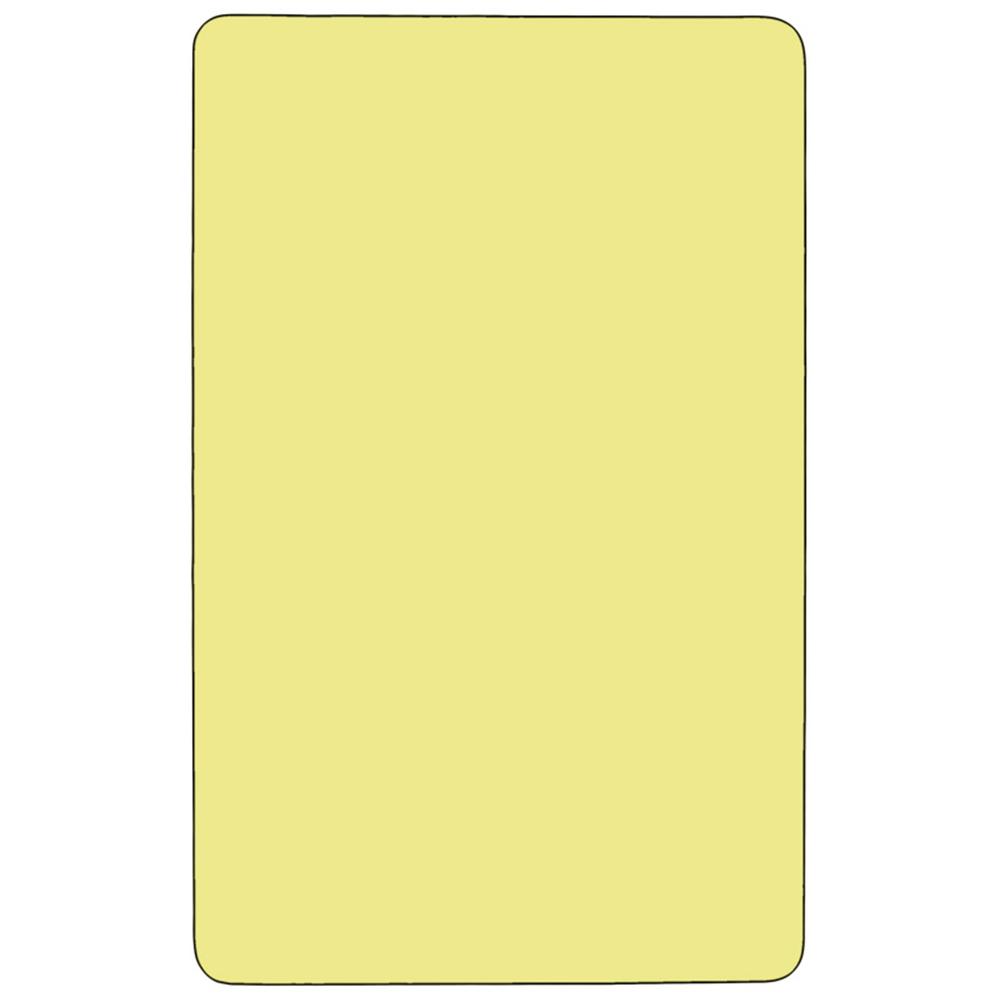 Mobile 30''W x 60''L Rectangular Yellow Thermal Laminate Activity Table - Standard Height Adjustable Legs. Picture 2