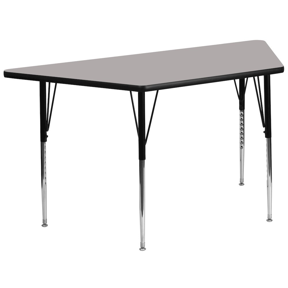 29''W x 57''L Trapezoid Grey HP Activity Table - Standard Height Adjustable Legs. Picture 1