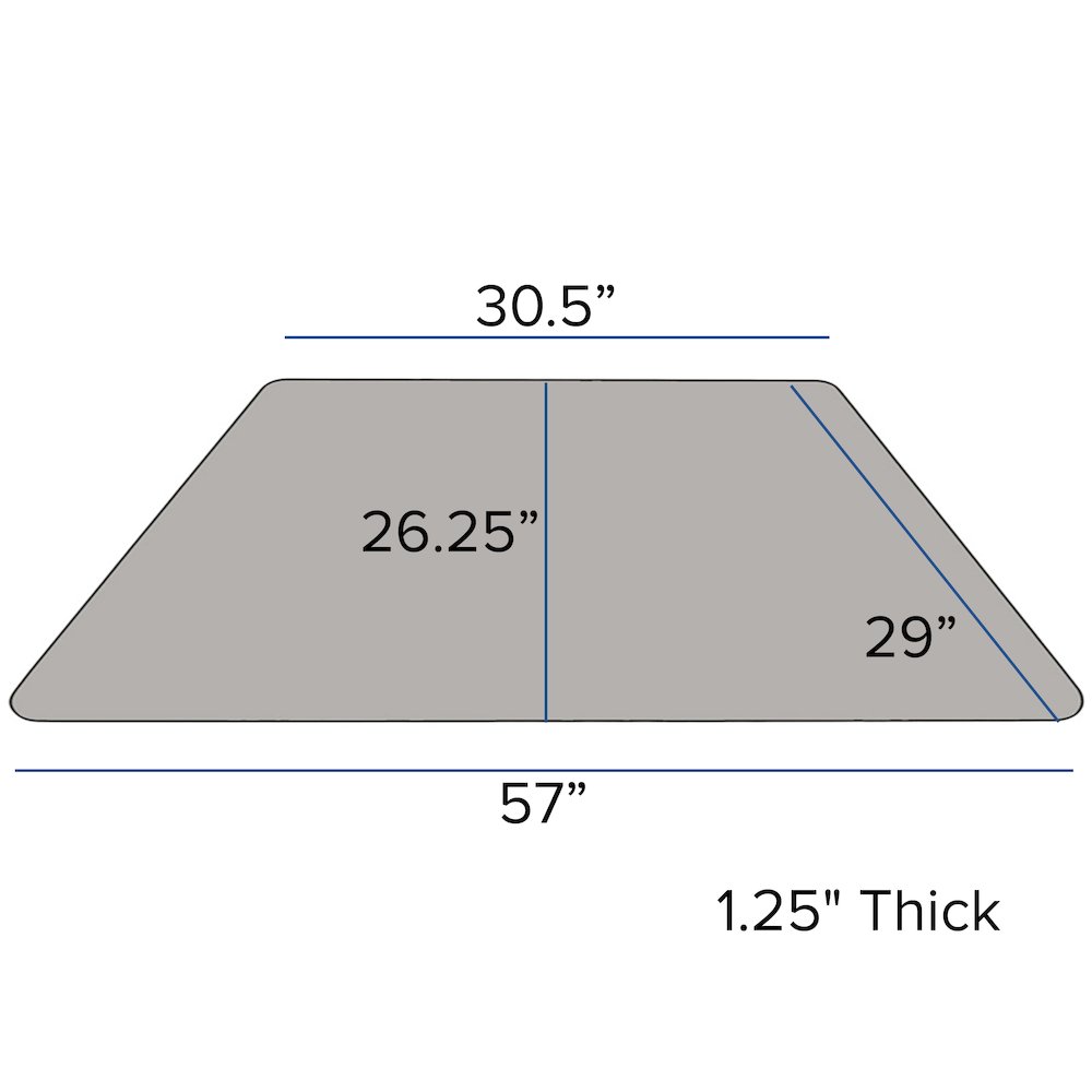 29''W x 57''L Trapezoid Grey Thermal Activity Table - Height Short Legs. Picture 3