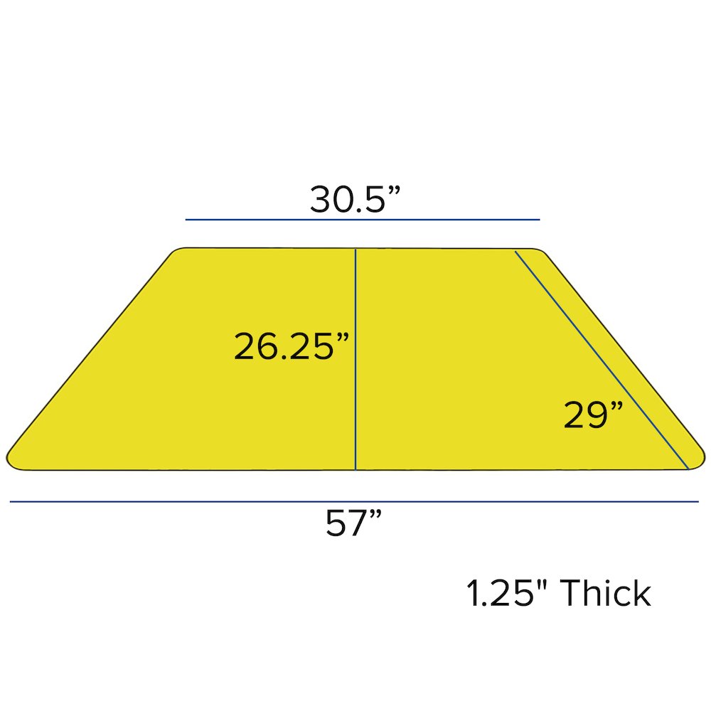 29''W x 57''L Trapezoid Yellow Thermal Activity Table - Height Short Legs. Picture 3