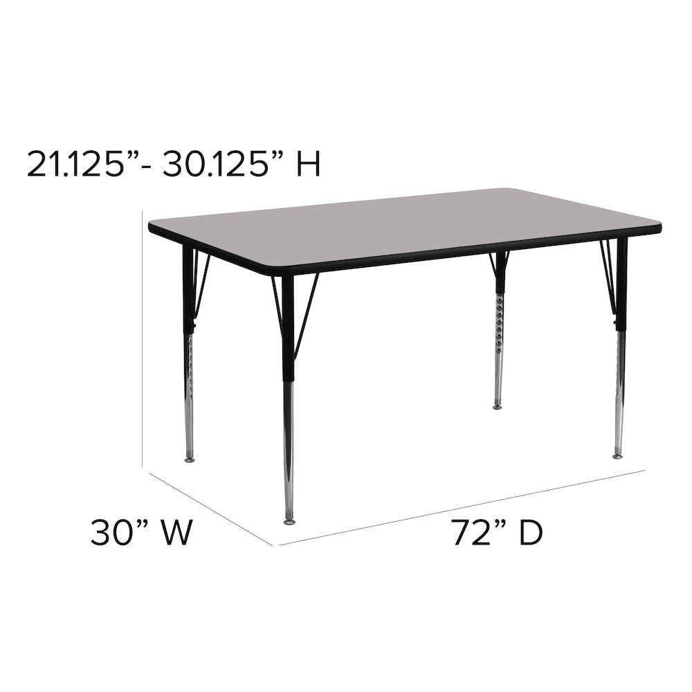 30''W x 72''L Grey Thermal Activity Table - Standard Height Adjustable Legs. Picture 5