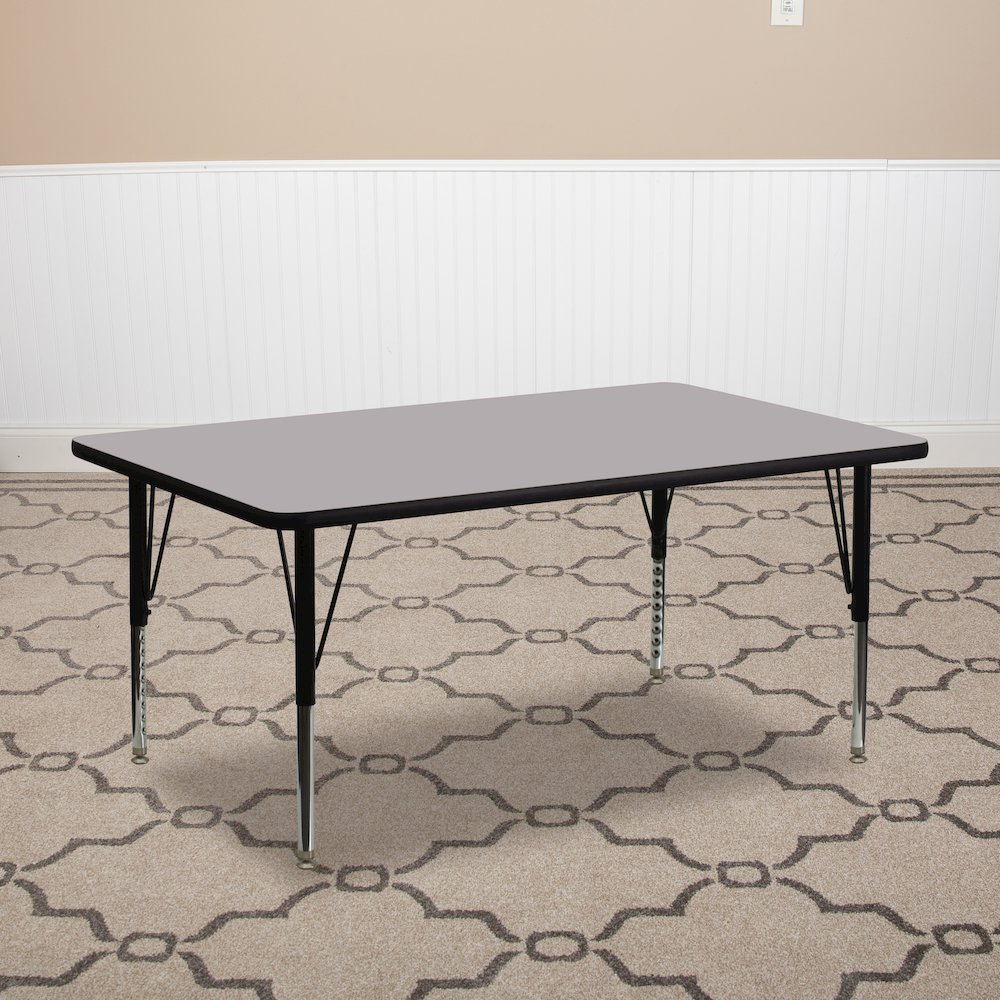 30''W x 72''L Grey Thermal Activity Table - Height Adjustable Short Legs. Picture 2