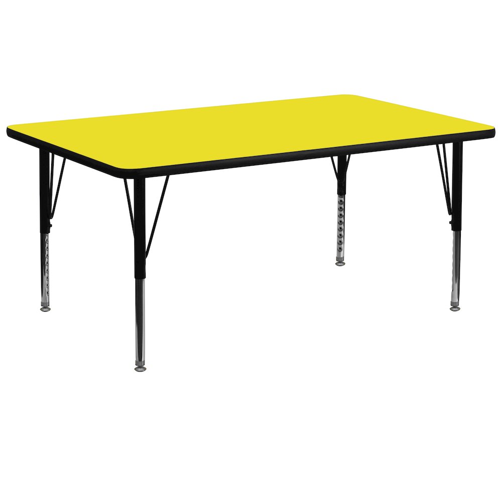30''W x 72''L Yellow HP Activity Table - Height Adjustable Short Legs. Picture 1