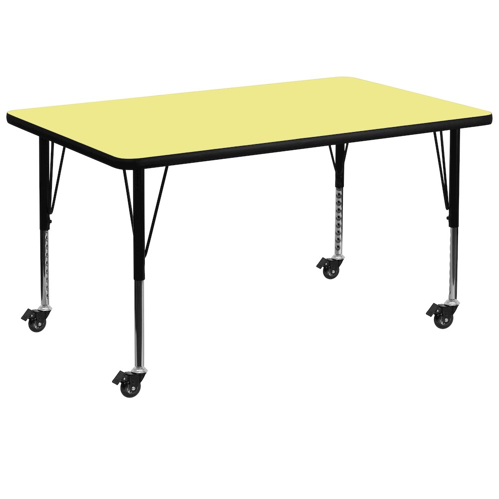 Mobile 36''W x 72''L Yellow Thermal Activity Table - Height Short Legs. Picture 1