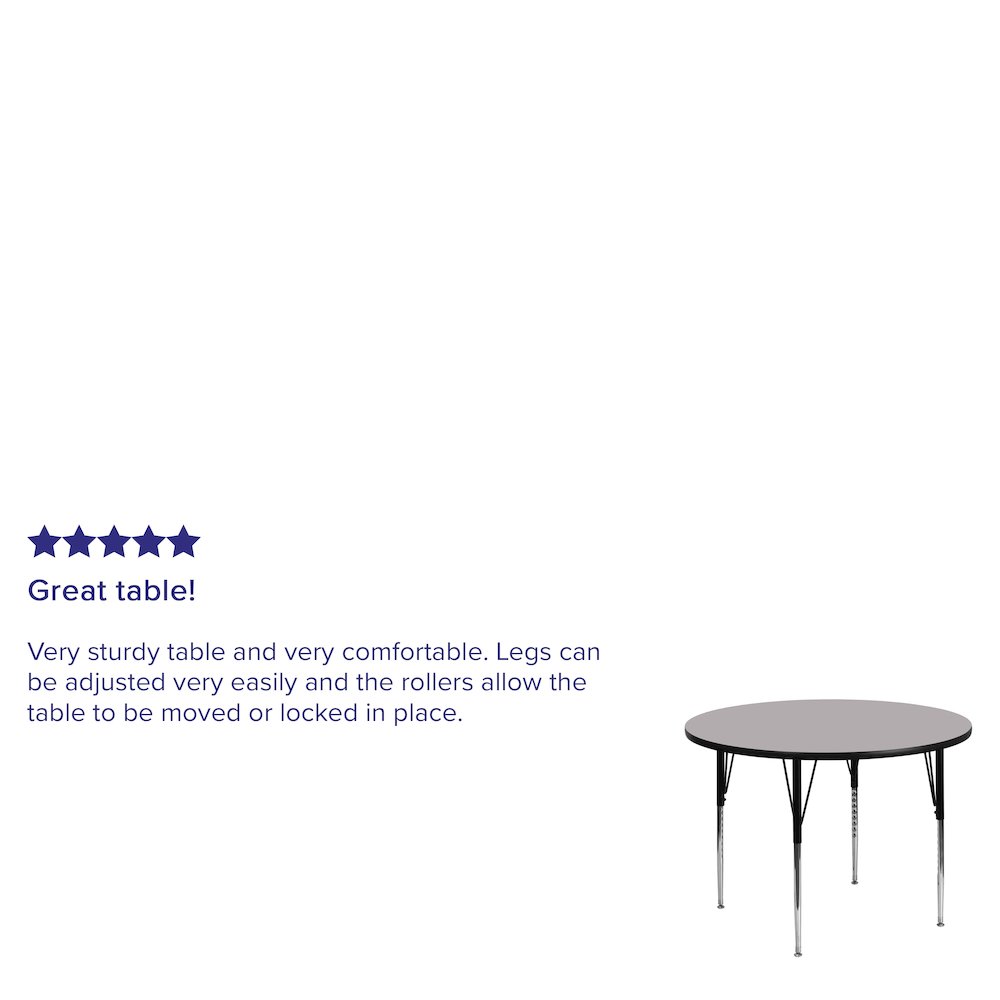 42'' Round Grey Thermal Activity Table - Standard Height Adjustable Legs. Picture 3