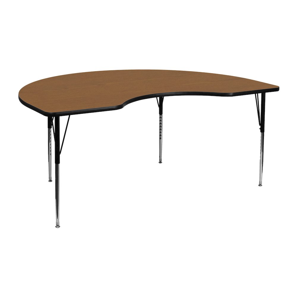 48''W x 72''L Kidney Oak Thermal Activity Table - Standard Height Legs. Picture 1