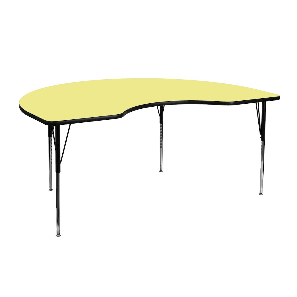 48''W x 72''L Kidney Yellow Thermal Activity Table - Standard Height Legs. Picture 1