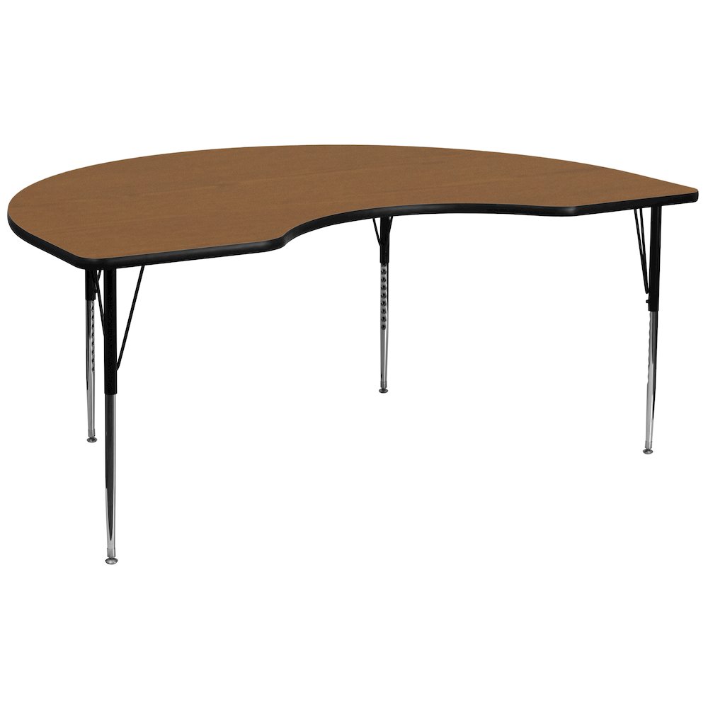48''W x 96''L Kidney Oak Thermal Activity Table - Standard Height Legs. Picture 1