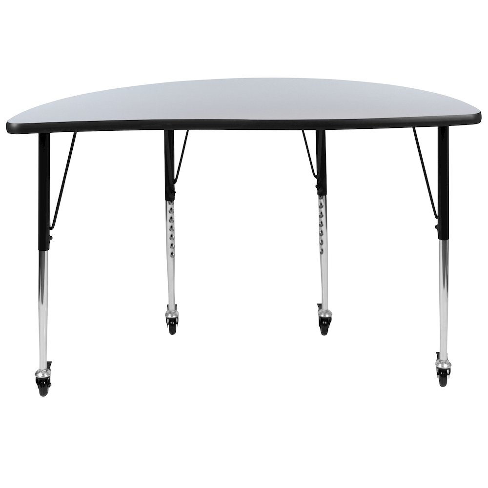 Mobile 47.5" Half Circle Grey Activity Table - Standard Height Legs. Picture 7