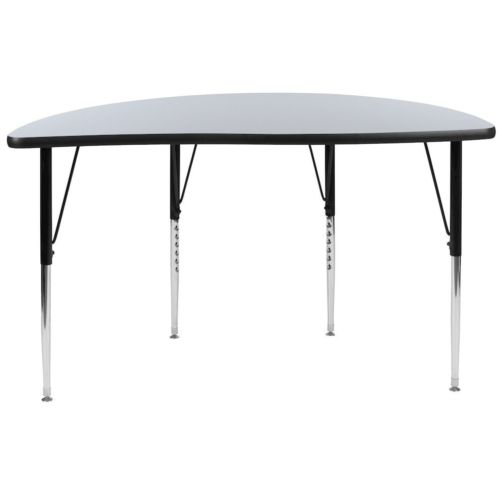 47.5" Half Circle Grey Thermal Activity Table - Standard Height Legs. Picture 7