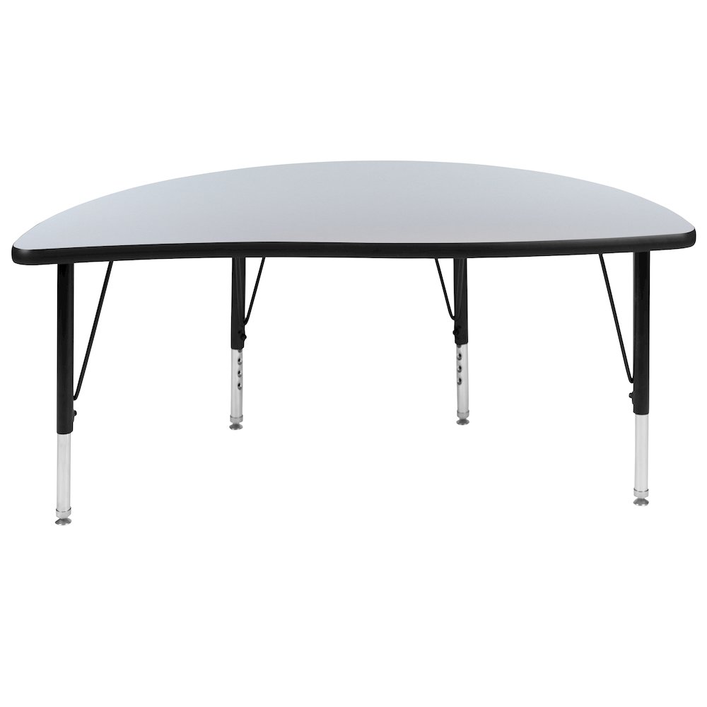 47.5" Half Circle Grey Thermal Activity Table - Height Short Legs. Picture 7