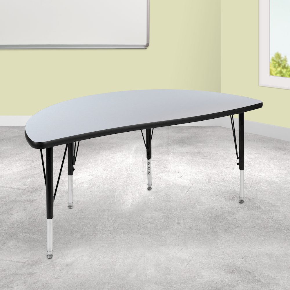 47.5" Half Circle Grey Thermal Activity Table - Height Short Legs. Picture 2