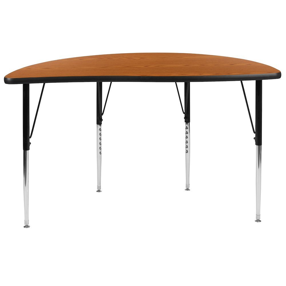 47.5" Half Circle Oak Thermal Activity Table - Standard Height Legs. Picture 7