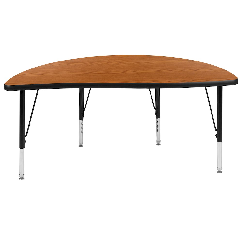 47.5" Half Circle Oak Thermal Activity Table - Height Short Legs. Picture 7