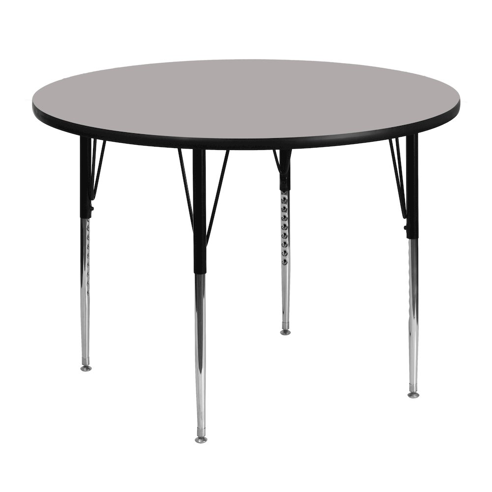 48'' Round Grey HP Laminate Activity Table - Standard Height Adjustable Legs. Picture 1