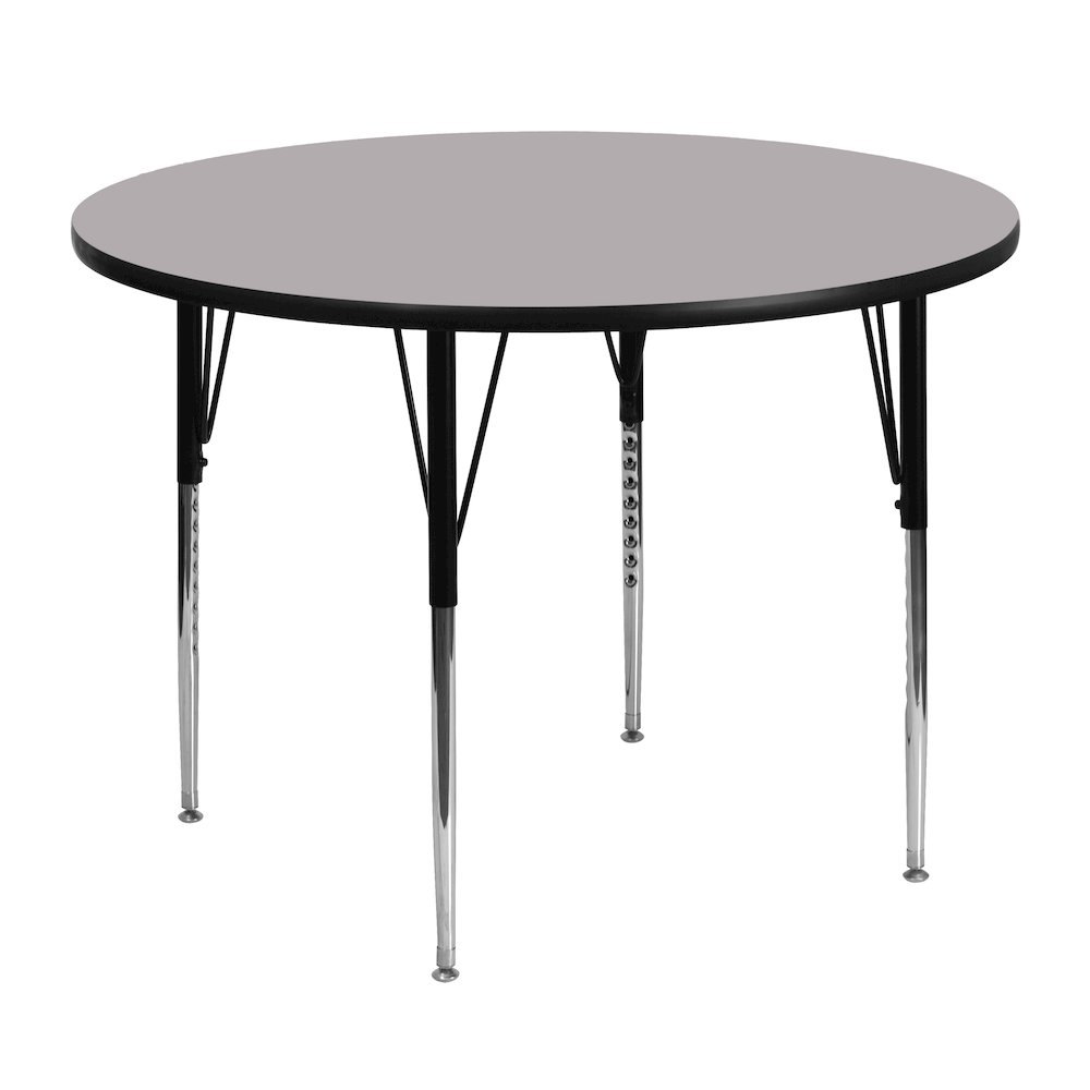 48'' Round Grey Thermal Activity Table - Standard Height Adjustable Legs. Picture 1
