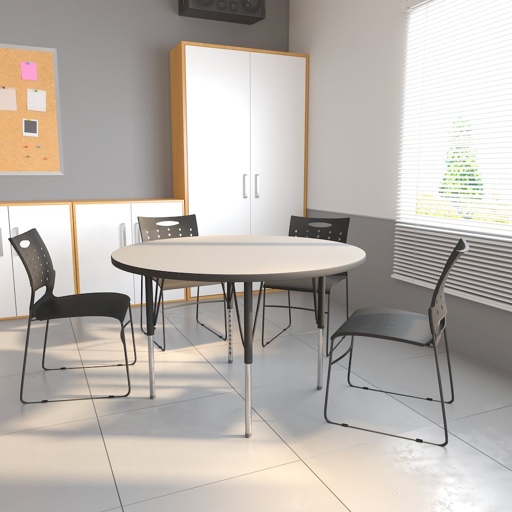 48'' Round Grey Thermal Activity Table - Standard Height Adjustable Legs. Picture 2