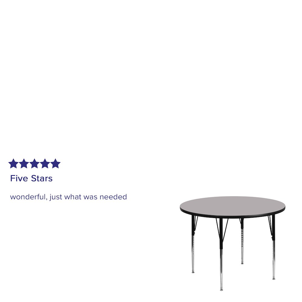 48'' Round Grey Thermal Activity Table - Standard Height Adjustable Legs. Picture 4
