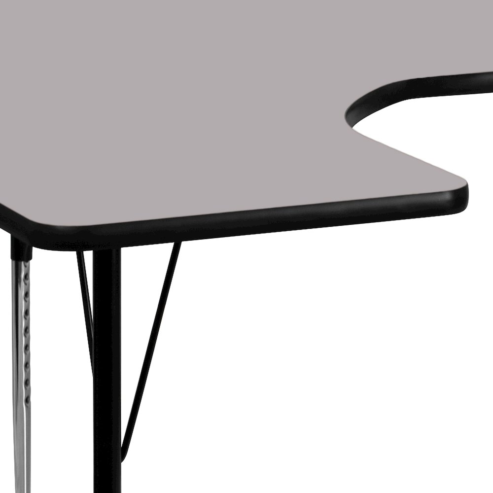 60''W x 66''L Horseshoe Grey Thermal Activity Table - Standard Height Legs. Picture 3