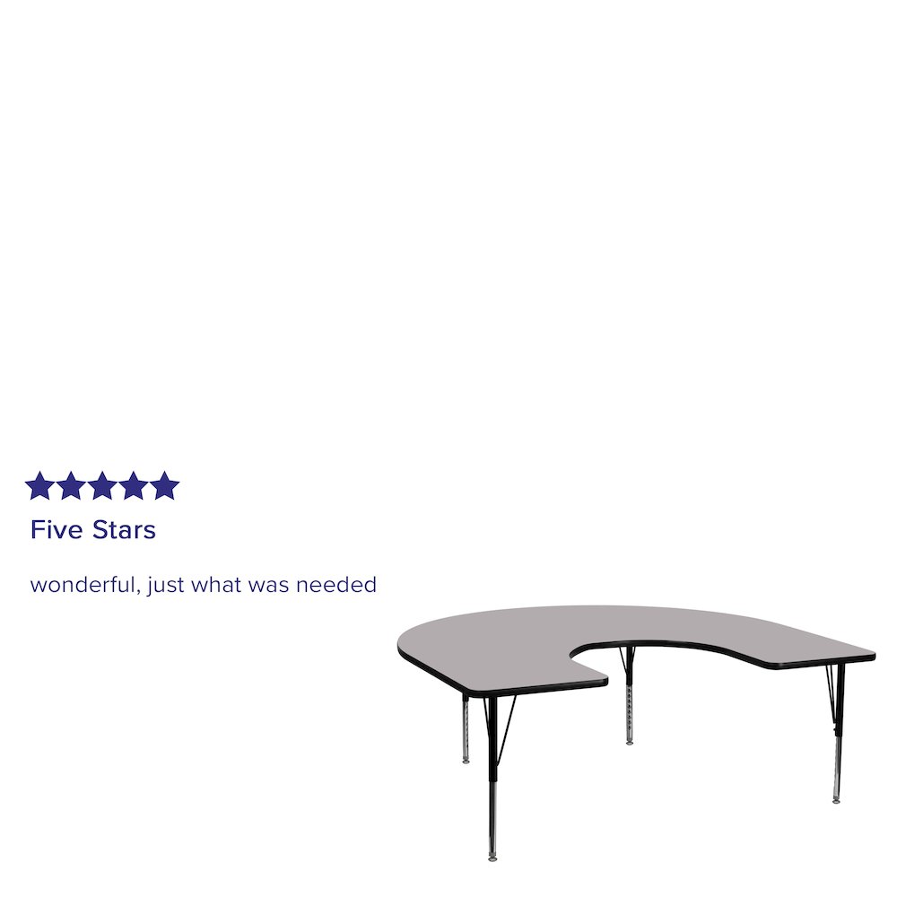 60''W x 66''L Horseshoe Grey Thermal Activity Table - Height Short Legs. Picture 2