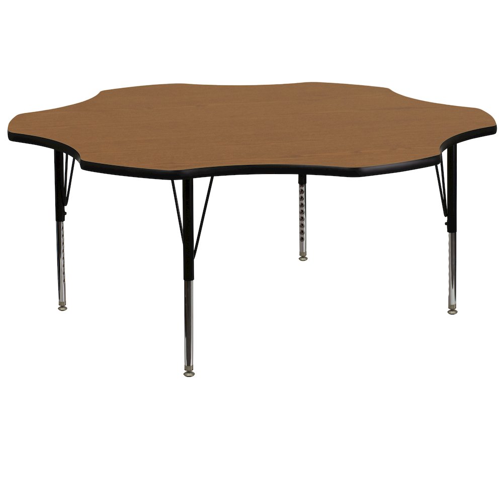 60'' Flower Oak Thermal Laminate Activity Table - Height Adjustable Short Legs. Picture 1