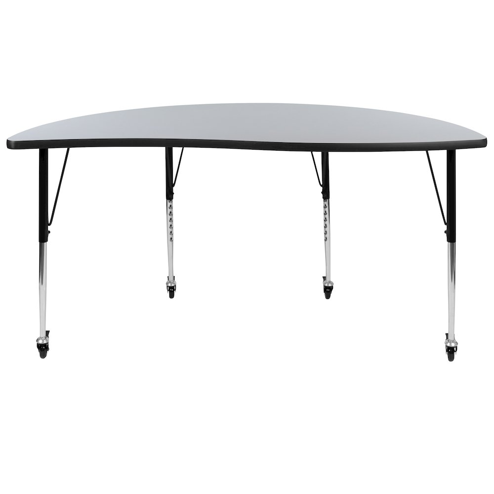 Mobile 60" Half Circle Grey Thermal Activity Table-Standard Height Adjust Legs. Picture 7
