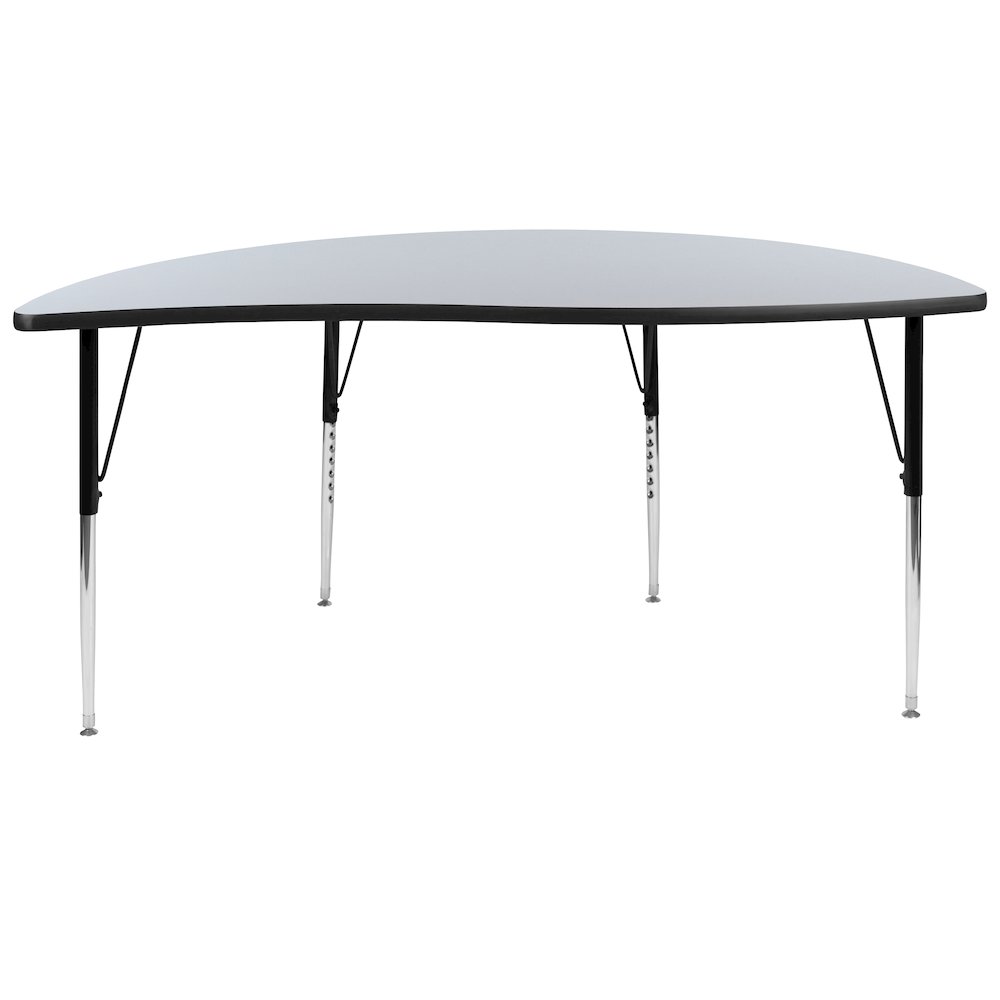 60" Half Circle Grey Thermal Activity Table - Standard Height Legs. Picture 7