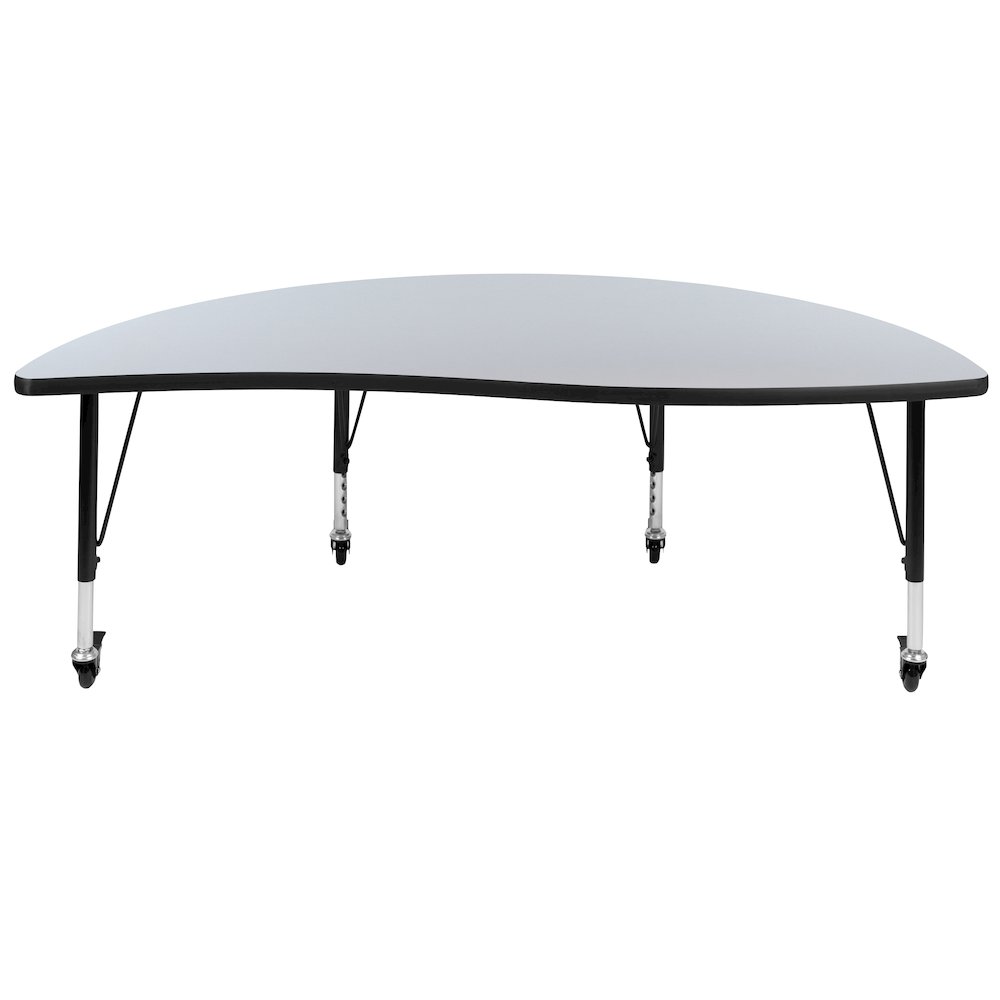 Mobile 60" Half Circle Grey Thermal Activity Table-Height Adjust Short Legs. Picture 7