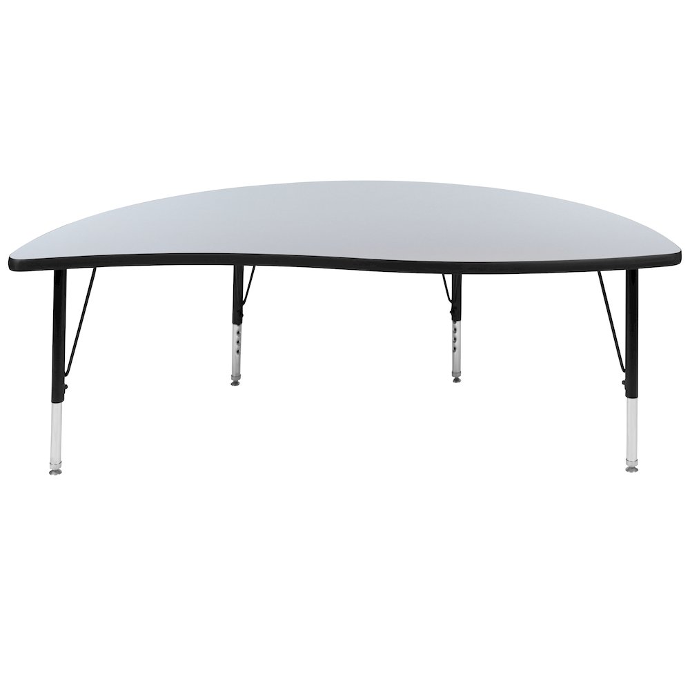 60" Half Circle Grey Thermal Activity Table - Height Short Legs. Picture 7