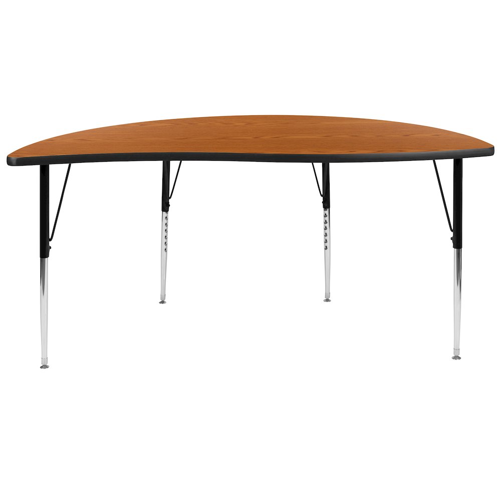 60" Half Circle Oak Thermal Activity Table - Standard Height Legs. Picture 7