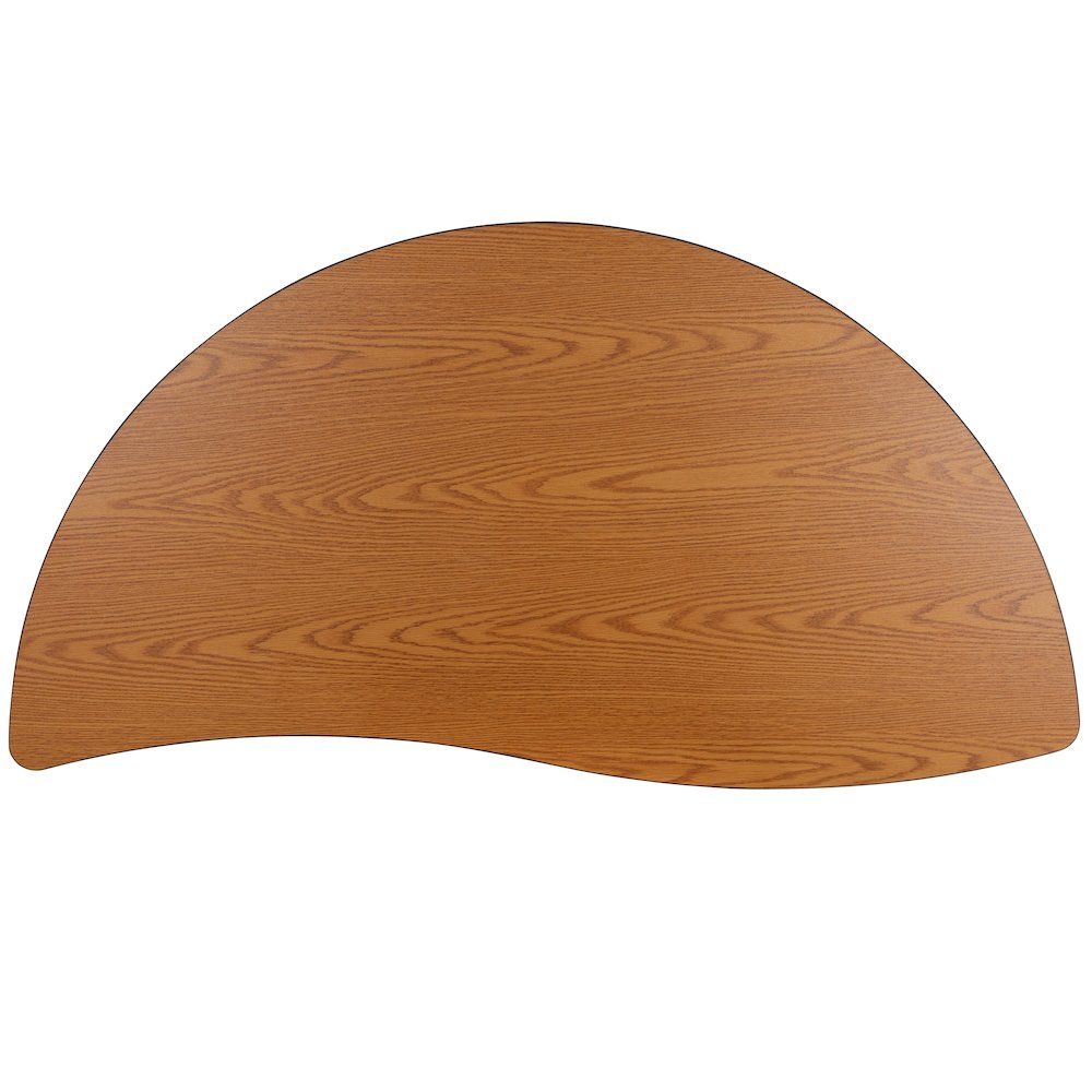 Mobile 60" Half Circle Oak Thermal Activity Table-Height Adjust Short Legs. Picture 8
