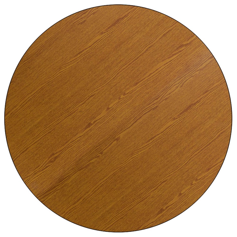 Mobile 60'' Round Oak Thermal Activity Table - Height Adjustable Short Legs. Picture 3