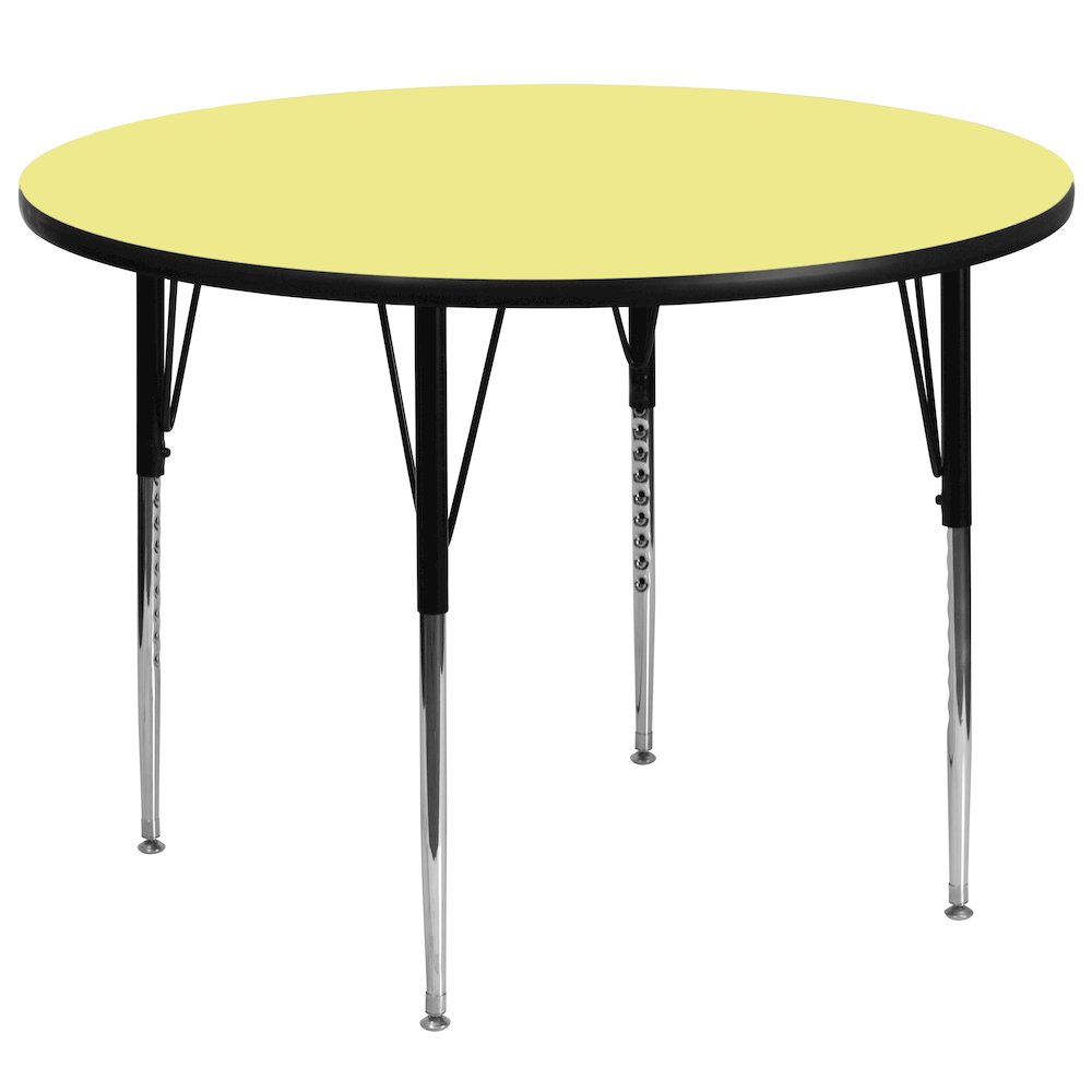 60'' Round Yellow Thermal Activity Table - Standard Height Adjustable Legs. Picture 1