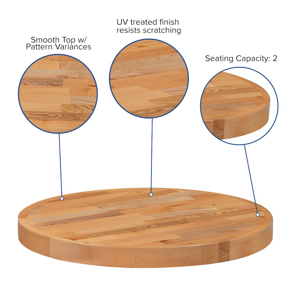 24" Round Butcher Block Style Table Top. Picture 5