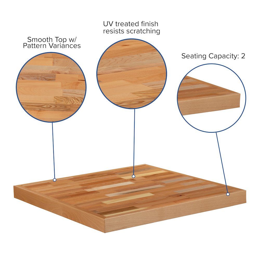 24" Square Butcher Block Style Table Top. Picture 5