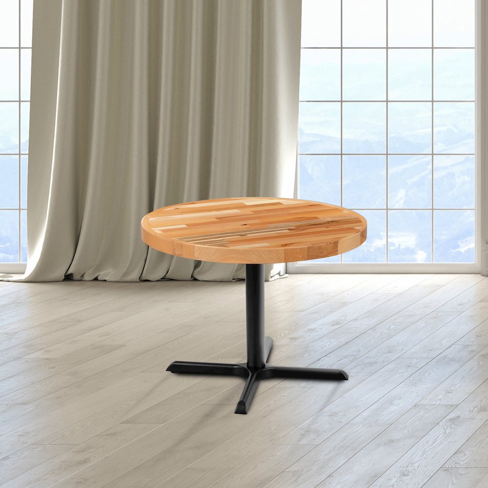 30" Round Butcher Block Style Table Top. Picture 2