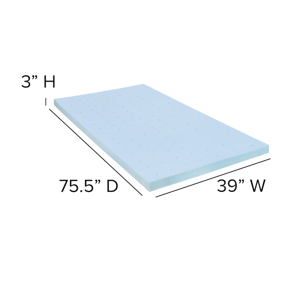 14 in Metal Platform Bed Frame with 12 in Mattress and 3 in Topper - Twin. Picture 9