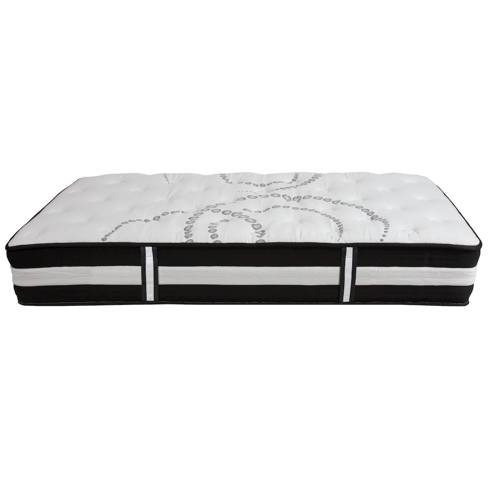 14 in Metal Platform Bed Frame with 12 in Mattress and 3 in Topper - Twin. Picture 13