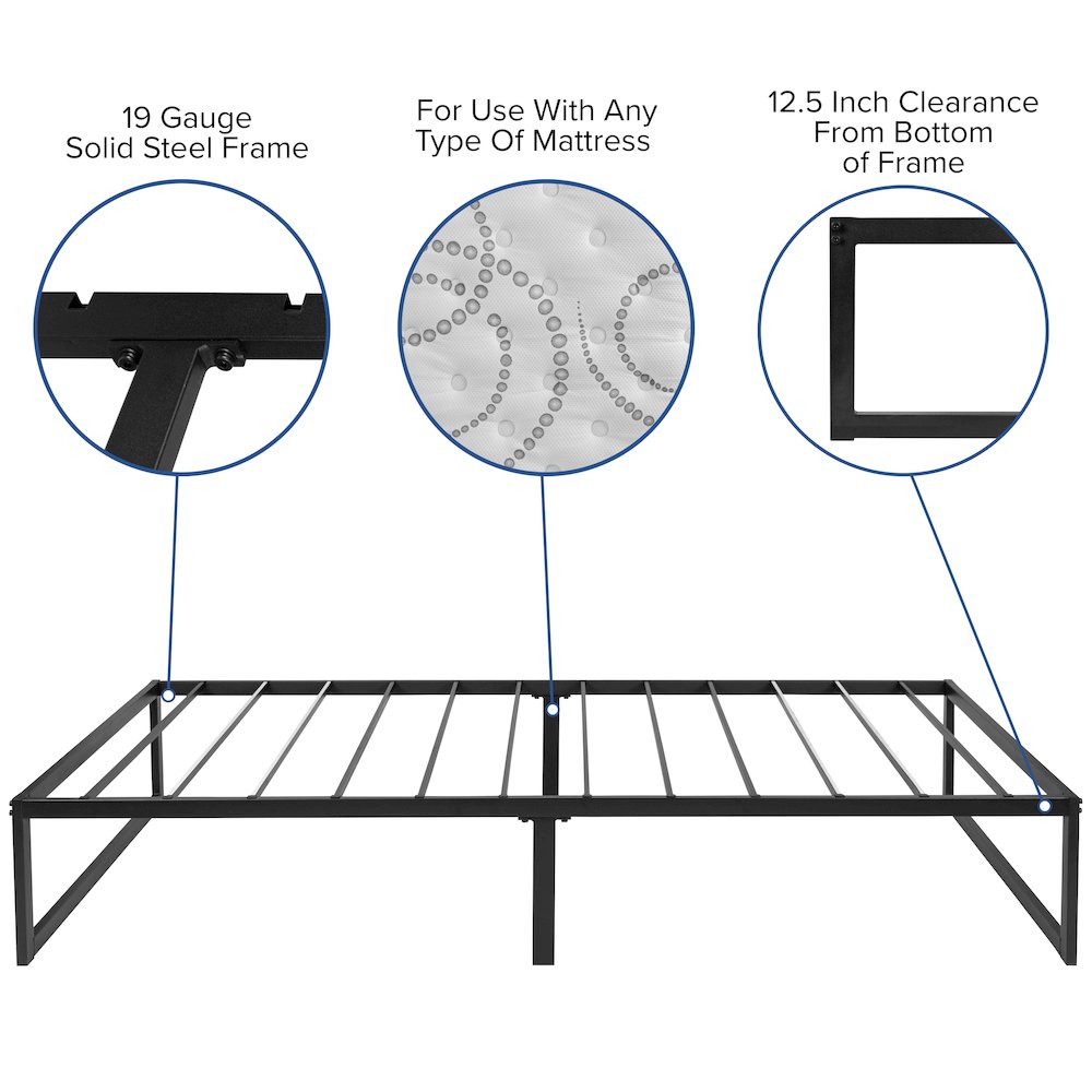14 in Metal Platform Bed Frame with 12 in Mattress and 3 in Topper - Twin. Picture 4