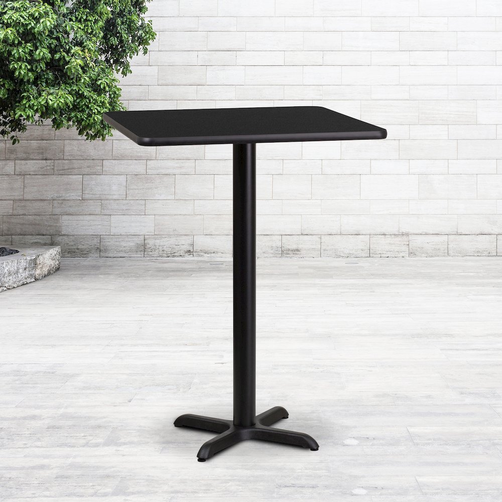 24'' Square Black Laminate Table Top with 22'' x 22'' Bar Height Table Base. Picture 2