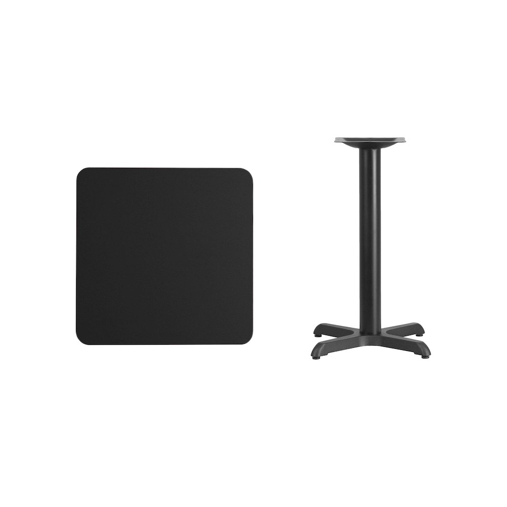 24'' Square Black Laminate Table Top with 22'' x 22'' Table Height Base. Picture 3
