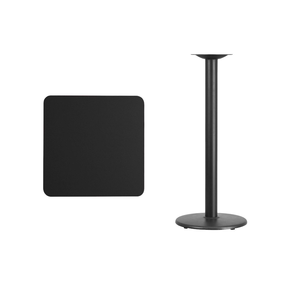 24'' Square Black Laminate Table Top with 18'' Round Bar Height Table Base. Picture 4
